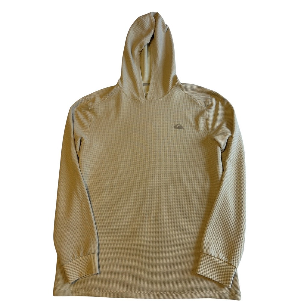 Quicksilver Men's M Waffle Knit Hoodie Beige/tan 4-way Stretch Moisture Wicking